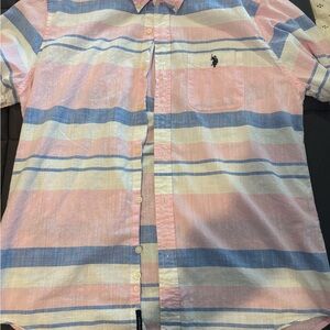 U.S. Polo Assn. Pink and Blue Striped Casual Shirt